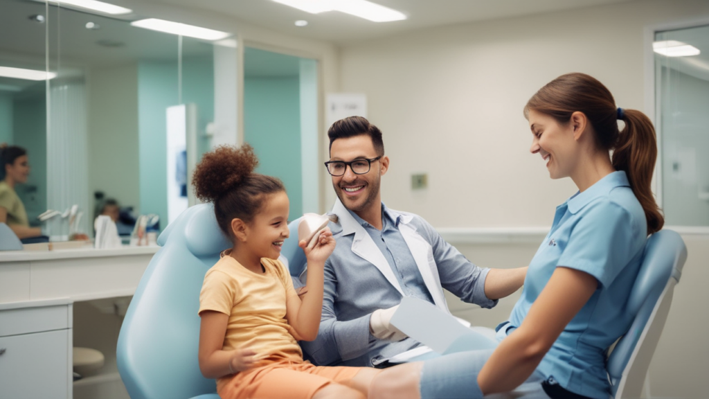 Family at children's dentist office