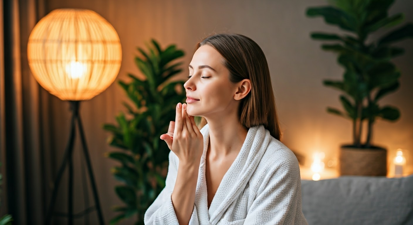 Woman applying post-treatment cream