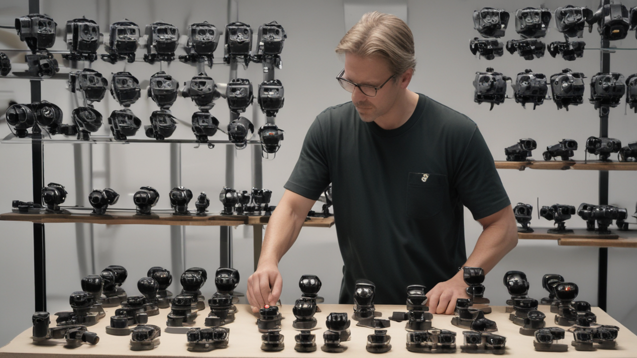 Person reviewing equine eye cameras