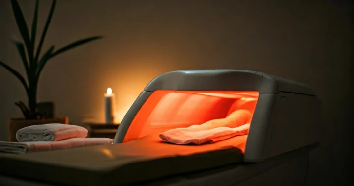 Person receiving infrared light therapy